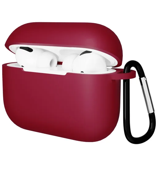 Чехол Gurdini AirPods Pro прорезиненный soft touch с карабином, Burgundy