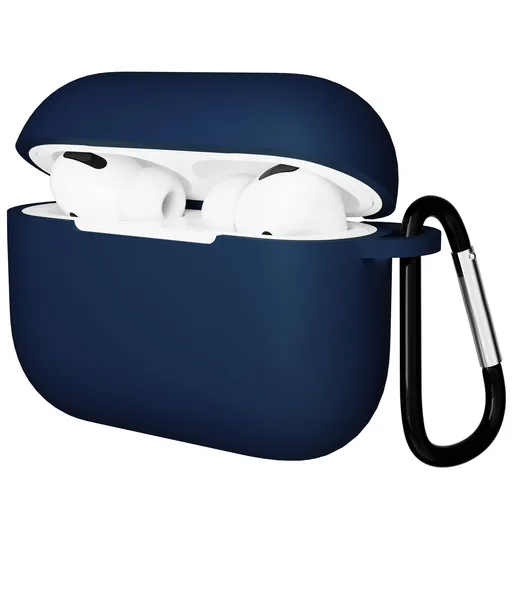Чехол Gurdini AirPods Pro прорезиненный soft touch с карабином, Dark Blue