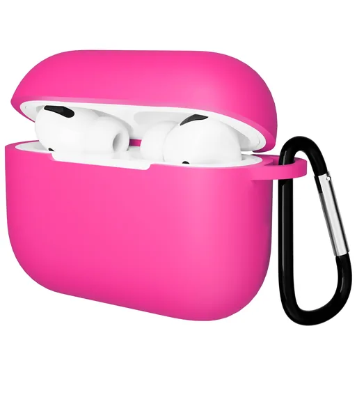 Чехол Gurdini AirPods Pro прорезиненный soft touch с карабином, Hot Pink
