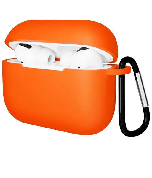 Чехол Gurdini AirPods Pro прорезиненный soft touch с карабином, Orange