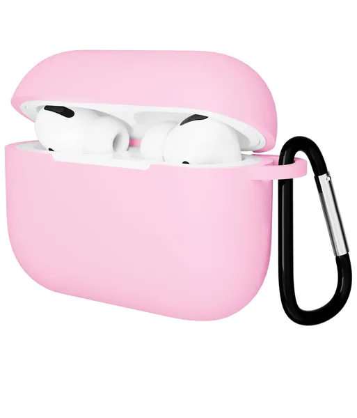 Чехол Gurdini AirPods Pro прорезиненный soft touch с карабином, Pink