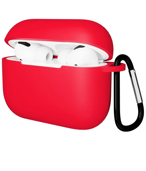 Чехол Gurdini AirPods Pro прорезиненный soft touch с карабином, Red