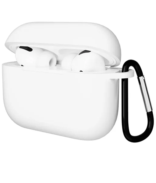 Чехол Gurdini AirPods Pro прорезиненный soft touch с карабином, White