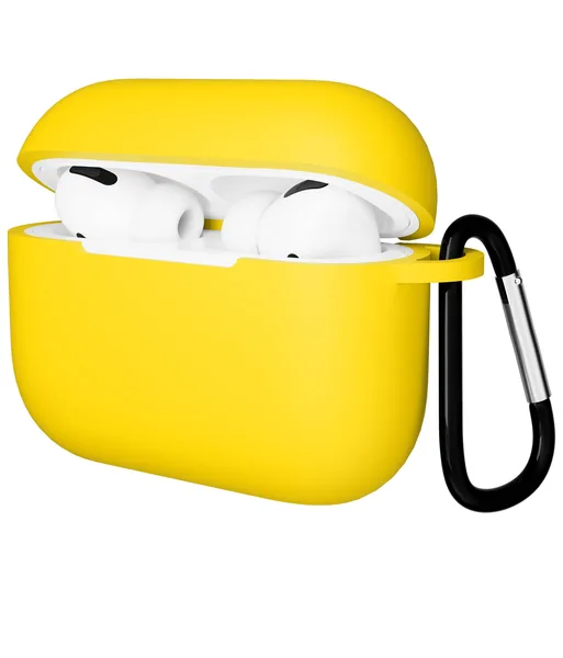 Чехол Gurdini AirPods Pro прорезиненный soft touch с карабином, Yellow