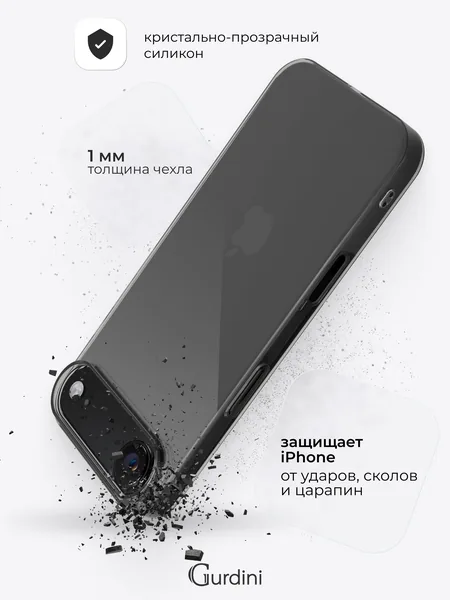 Чехол Gurdini iPhone 17 Air силикон Ultra Twin 1mm, Clear