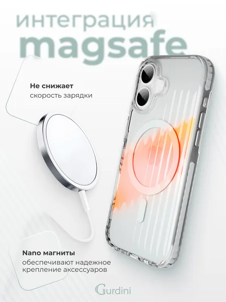 Чехол Gurdini iPhone 17 Ocean Case, Transparent Clear