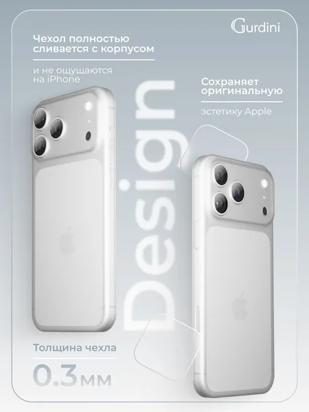 Чехол Gurdini iPhone 17 Pro / 18 Pro Super Slim 0.3mm, White