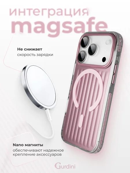 Чехол Gurdini iPhone 17 Pro Max / 18 Pro Max Ocean Case, Metallic Pink