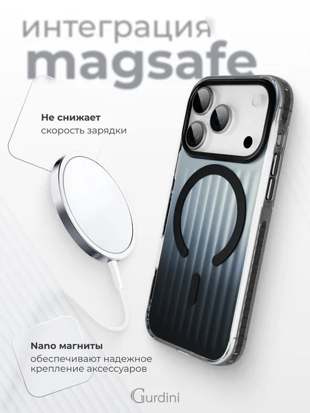 Чехол Gurdini iPhone 17 Pro Max / 18 Pro Max Ocean Case, Transparent Black