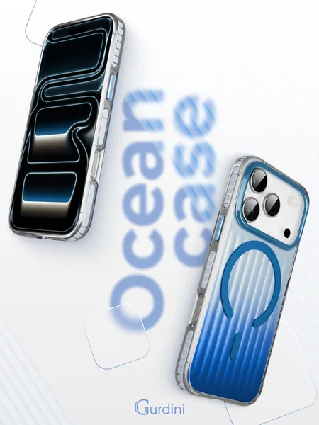 Чехол Gurdini iPhone 17 Pro Max / 18 Pro Max Ocean Case, Transparent Blue